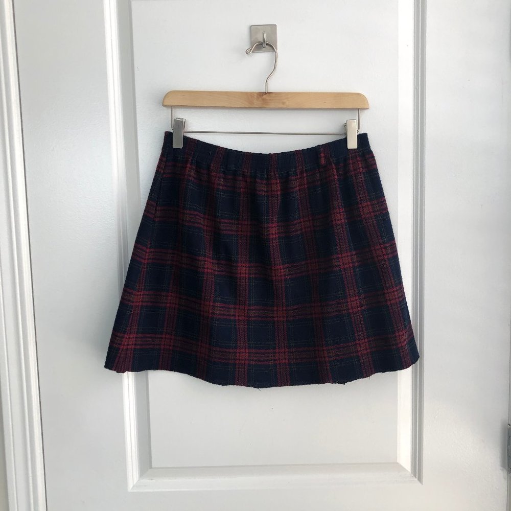 Raw Hem Plaid Mini Skirt